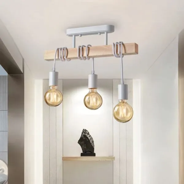 Lampa wisząca LED z drewna w stylu retro amerykańskim