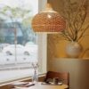 Lampa wisząca rattanowa vintage