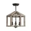 Lampa wisząca vintage z drewna i metalu Lampa wisząca vintage z drewna i metalu