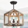 Lampa wisząca vintage z drewna i metalu Lampa wisząca vintage z drewna i metalu