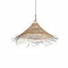 Lampa wisząca z bambusa i drewna, pleciona, styl naturalnej słomy, do wnętrz