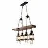 Lampa wisząca z drewna dryfowego w stylu industrialnym z lampionami LED