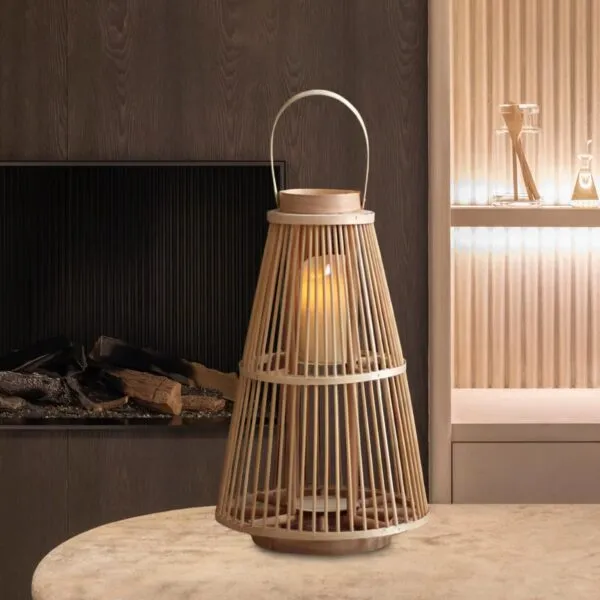 Lampa wisząca z rattanu beżowa