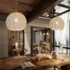 Lampa wisząca z rattanu LED w stylu chińskim