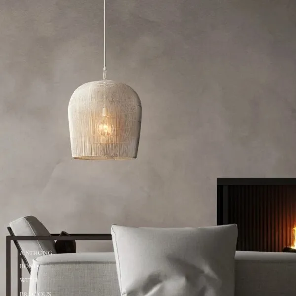 Lampa wisząca z rattanu LED w stylu japońskim