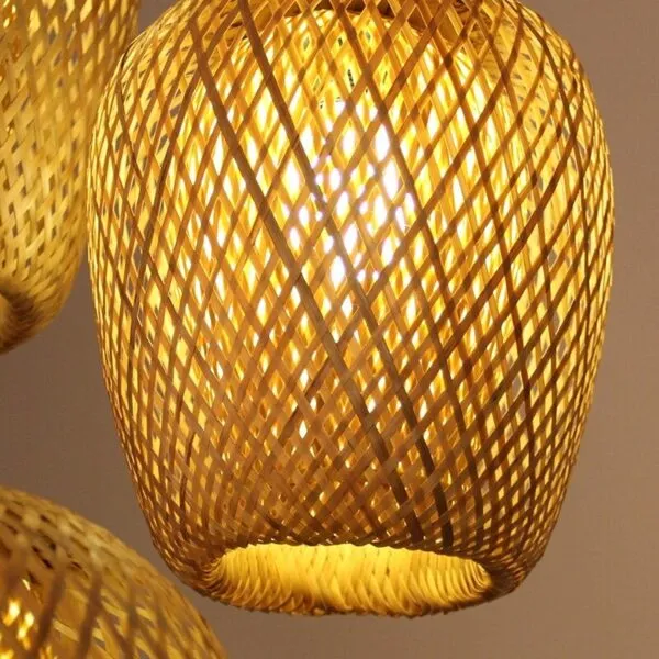 Lampa wisząca z rattanu, trzy wzory Lampa wisząca z rattanu, trzy wzory