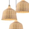Lampa wisząca z rattanu w kształcie dzwonu