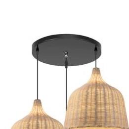Lampa wisząca z rattanu w kształcie dzwonu