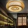 Lampa wisząca z rattanu w kształcie kopuły