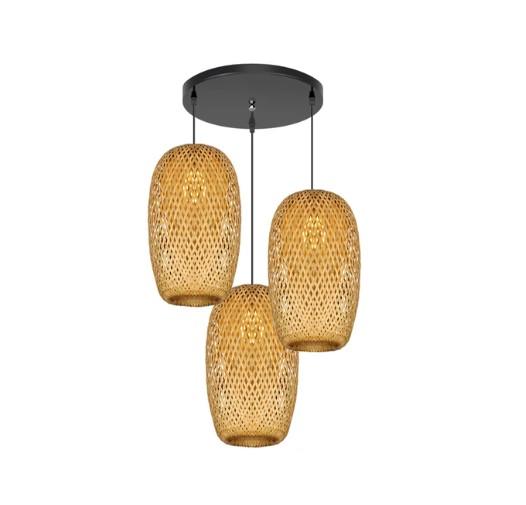 Lampa wisząca z rattanu w kształcie oliwki 2 Lampa wisząca z rattanu w kształcie oliwki 2