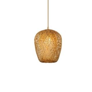 Lampa wisząca z rattanu w kształcie oliwki beżowa