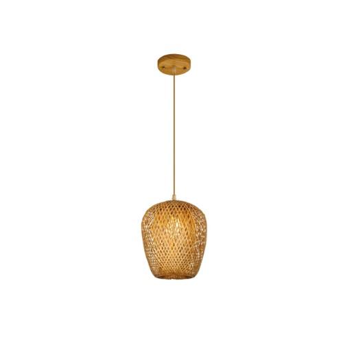 Lampa wisząca z rattanu w kształcie oliwki beżowa