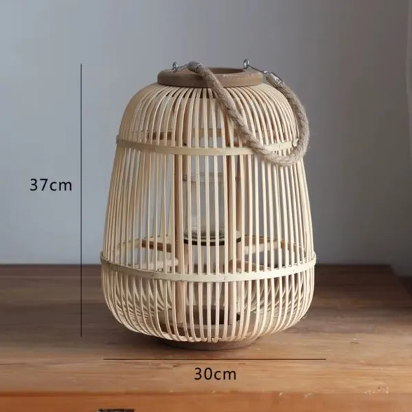 Lampa Wisząca z Rattanu w Stylu Vintage beżowa