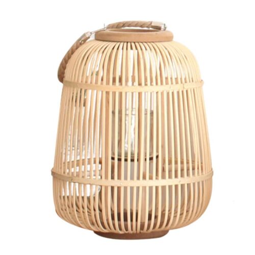 Lampa Wisząca z Rattanu w Stylu Vintage beżowa