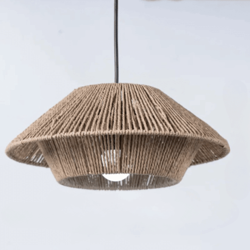 Lampa wisząca z rattanu w stylu vintage brązowa