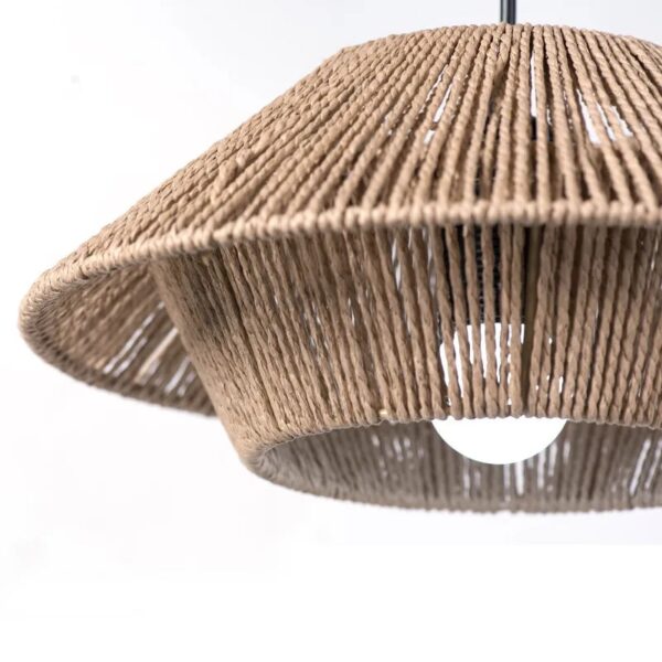 Lampa wisząca z rattanu w stylu vintage brązowa