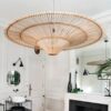 Lampa wisząca z rattanu z kloszem LED