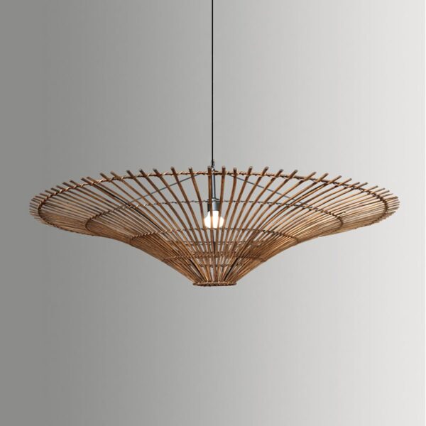 Lampa wisząca z rattanu z kloszem LED