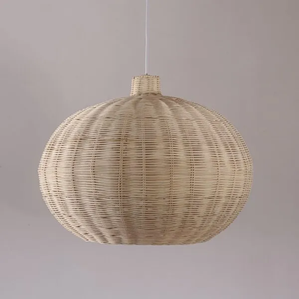 Lampa wisząca z wikliny i rattanu, kulista, ręcznie robiona