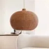 Lampa wisząca z wikliny i rattanu, kulista, ręcznie robiona