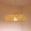 Lampa wiszaca z wikliny i rattanu, ręcznie pleciona, w stylu chińskiej wioski