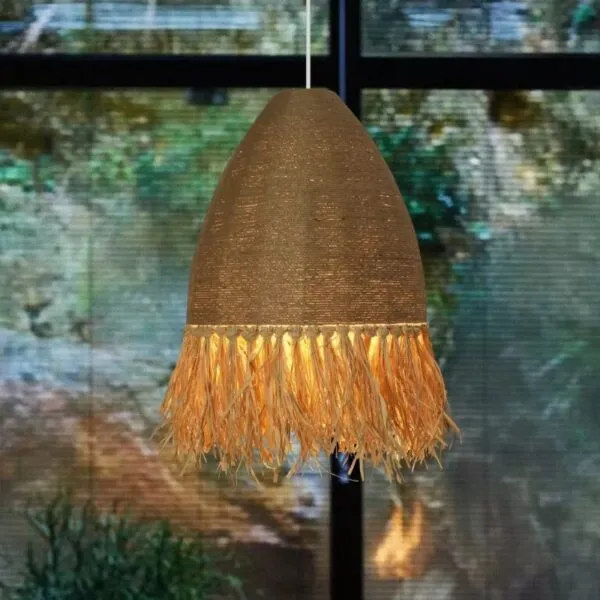 Lampa wisząca ze słomy w stylu retro