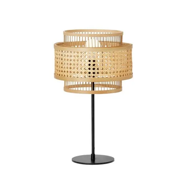 Lampada z rattanu z podwójnym kloszem Lampada z rattanu z podwójnym kloszem