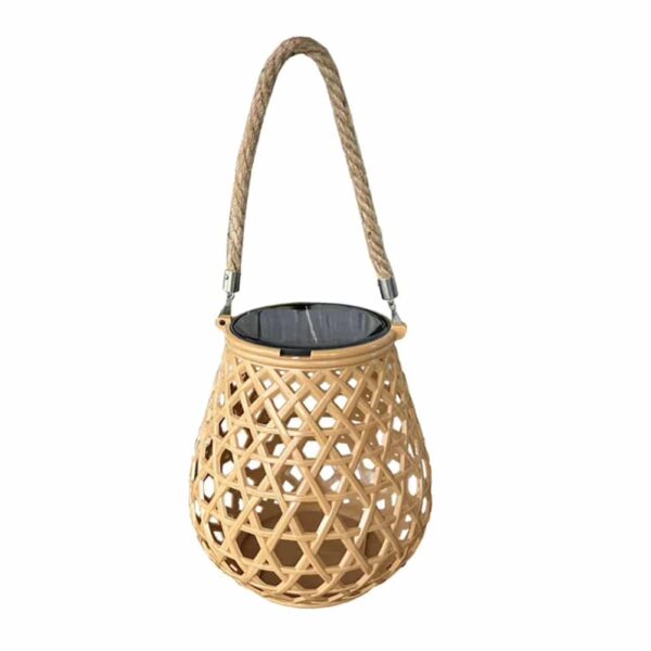 Lampion Rattan Vintage z Energią Słoneczną