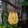 Lampka solarna z rattanu beżowa