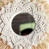 Lustro boho z wikliny i bawełny