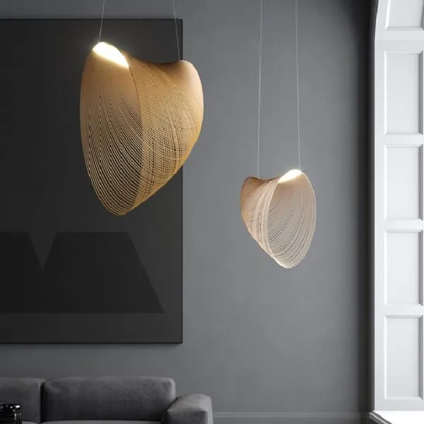 Nowoczesna lampa wisząca z drewna