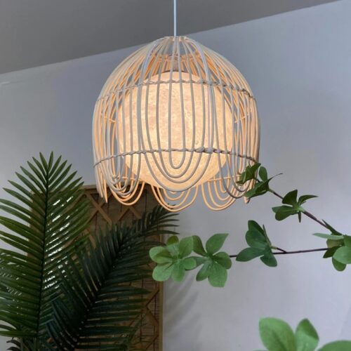 Nowoczesna lampa wisząca z rattanu 2