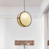 Nowoczesna lampa wisząca z rattanu beżowa Nowoczesna lampa wisząca z rattanu beżowa