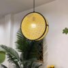 Nowoczesna lampa wisząca z rattanu beżowa Nowoczesna lampa wisząca z rattanu beżowa
