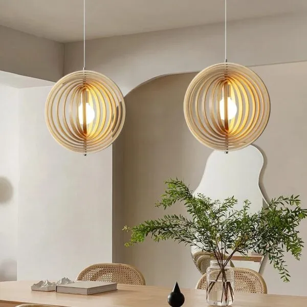 Obrotowa lampa wisząca LED z drewna w stylu japońskim Obrotowa lampa wisząca LED z drewna w stylu japońskim