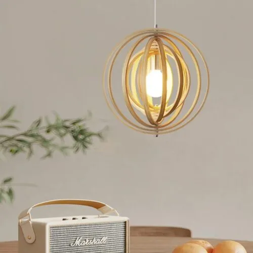 Obrotowa lampa wisząca LED z drewna w stylu japońskim