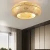 Okrągła lampa sufitowa z rattanu