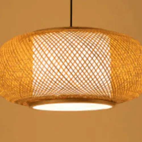 Okrągła lampa wisząca z rattanu okrągła