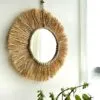 Okrągłe lustro ze słomy w stylu boho Okrągłe lustro ze słomy w stylu boho