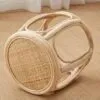 Okrągły taboret z wikliny w stylu retro Okrągły taboret z wikliny w stylu retro