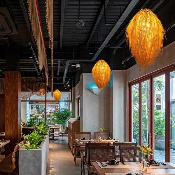 Lampa sufitowa z rattanu w stylu japonskim