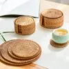 Podkładki pod szklanki z wikliny naturalnej, 4 szt.