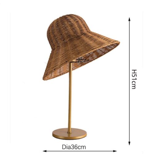 Rattan Tischleuchte mit Schirm