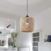 Ręcznie pleciona lampa wisząca z rattanu w stylu vintage