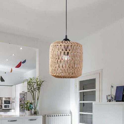 Ręcznie pleciona lampa wisząca z rattanu w stylu vintage