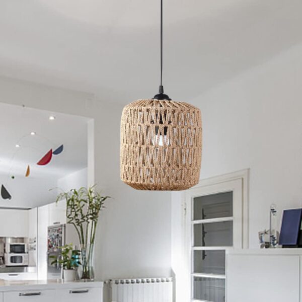 Ręcznie pleciona lampa wisząca z rattanu w stylu vintage
