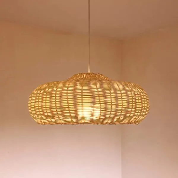 Ręcznie pleciony klosz sufitowy z rattanu w stylu vintage