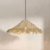 [[S1]] Lampa z trawy morskiej, ręcznie pleciony abażur w stylu azjatyckim, ciepłe światło