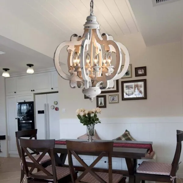Retro lampa sufitowa LED z drewna Retro lampa sufitowa LED z drewna
