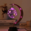 Różowa lampa rattanowa w kształcie księżyca Różowa lampa rattanowa w kształcie księżyca